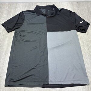 Nike Dri Fit Golf Polo Shirt Mens Large Black Short Sleeve Athletic Training